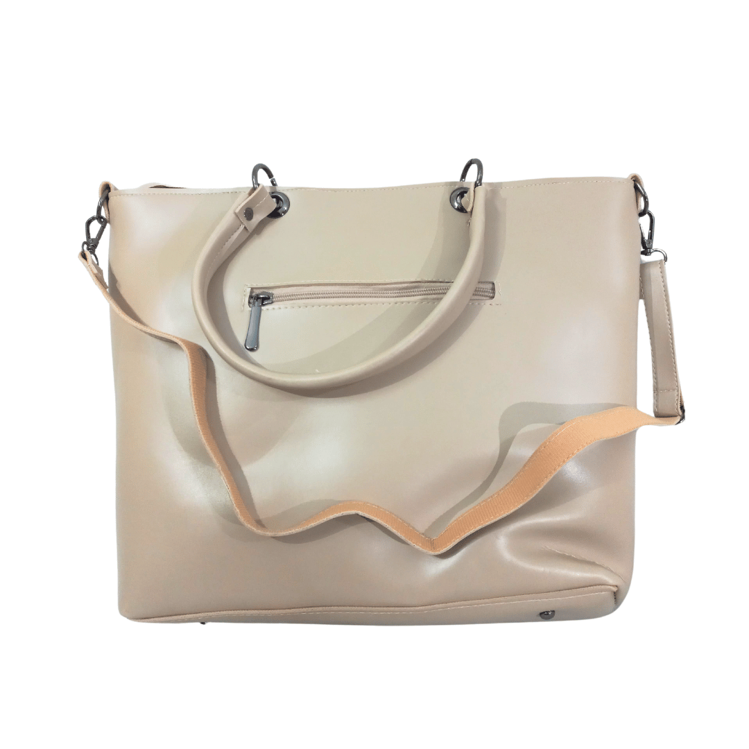 Beige Handbag with Detachable Strap