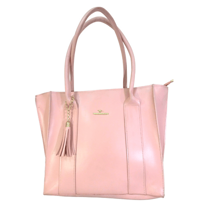 Blush Pink Handbag with Gold-Tone Accents