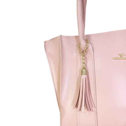 Blush Pink Handbag with Gold-Tone Accents