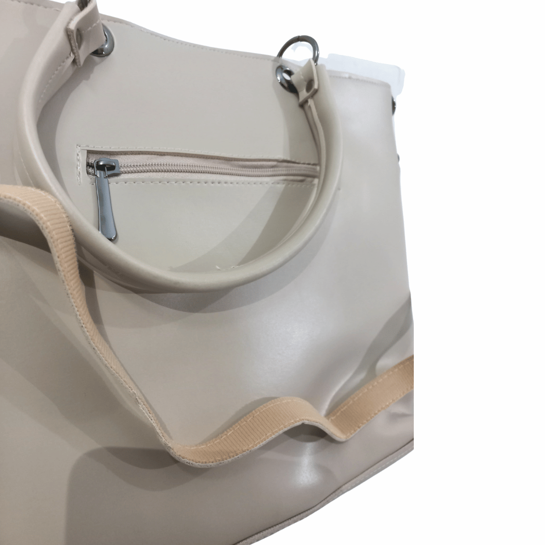 Beige Handbag with Detachable Strap