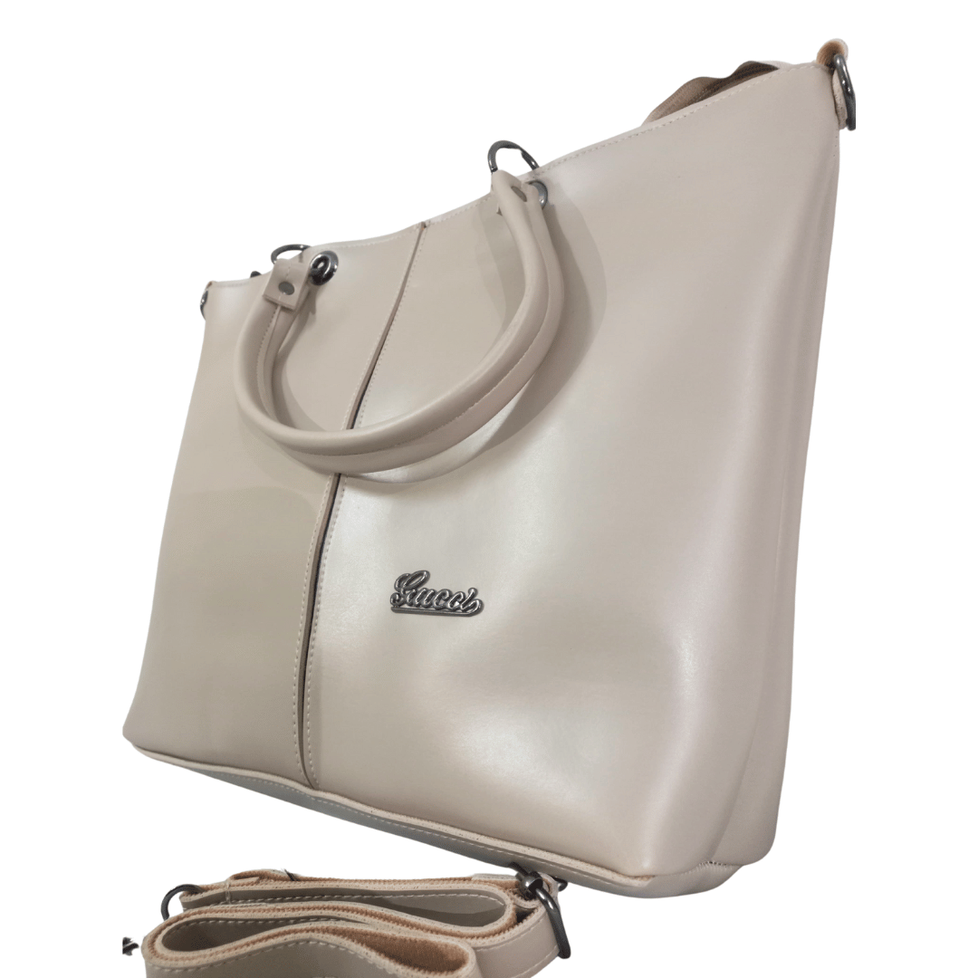 Beige Handbag with Detachable Strap