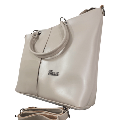 Beige Handbag with Detachable Strap