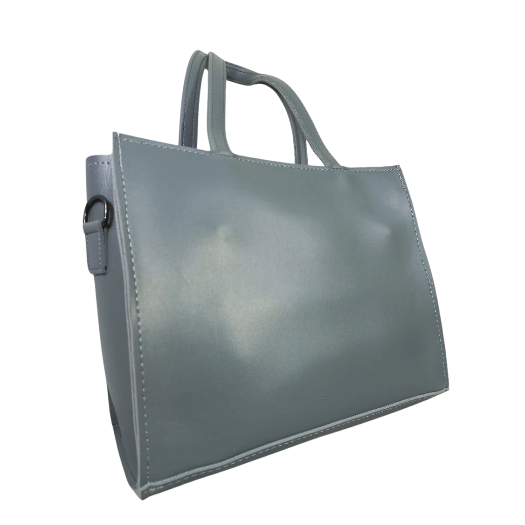 Grey Shoulder Bag with Silver Buckle