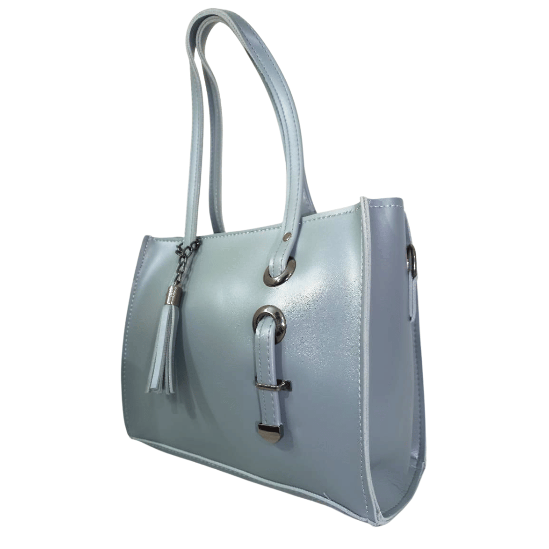 Grey Shoulder Bag with Silver Buckle