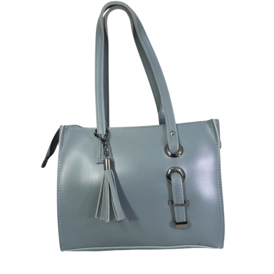 Grey Shoulder Bag with Silver Buckle